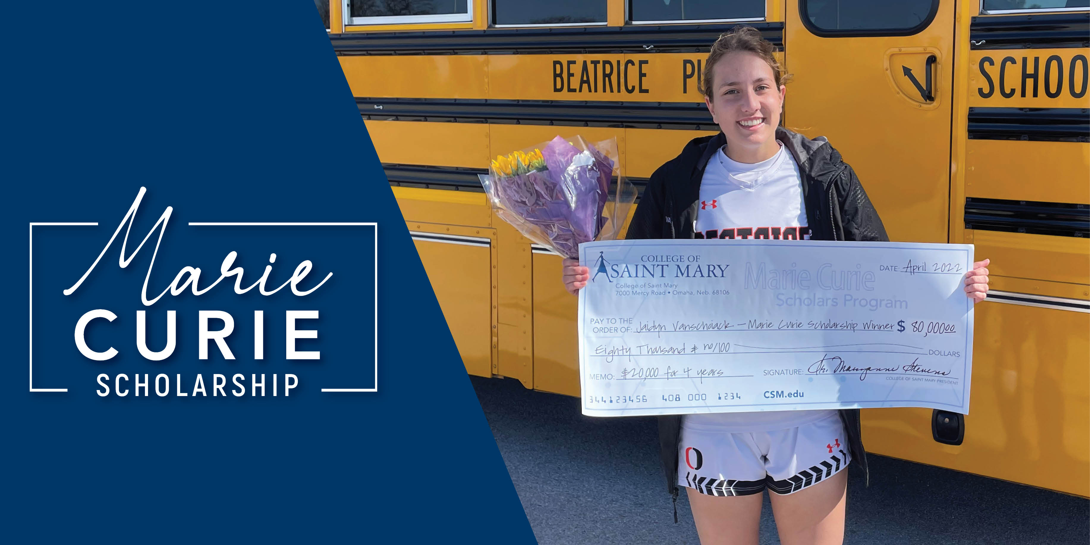 Beatrice student awarded College of Saint Mary 80 000 Marie Curie